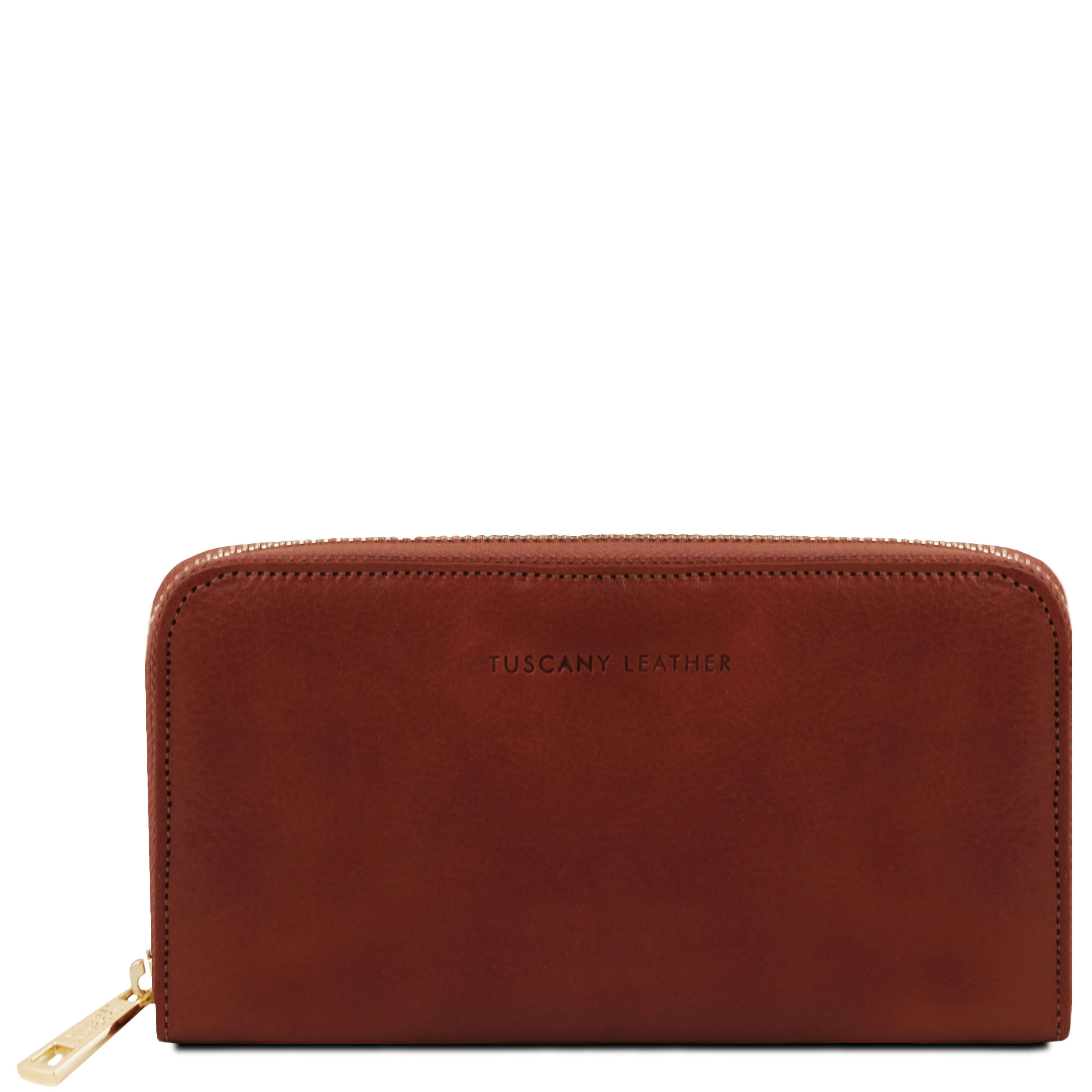 Tuscany Leather leren Accordeon portemonnee voor dames tl141206 bruin