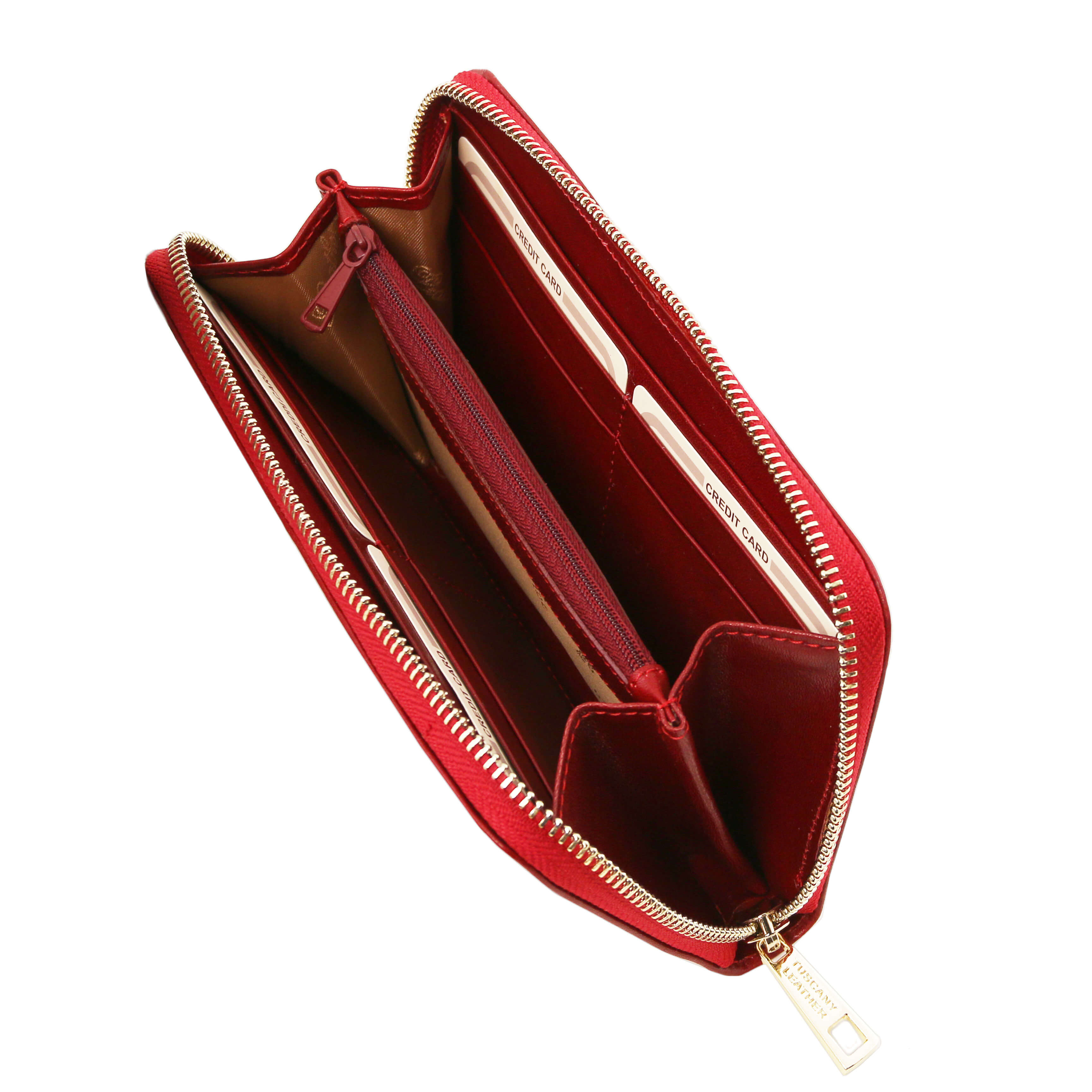 Tuscany Leather leren Accordeon portemonnee voor dames tl141206 rood binnenkant
