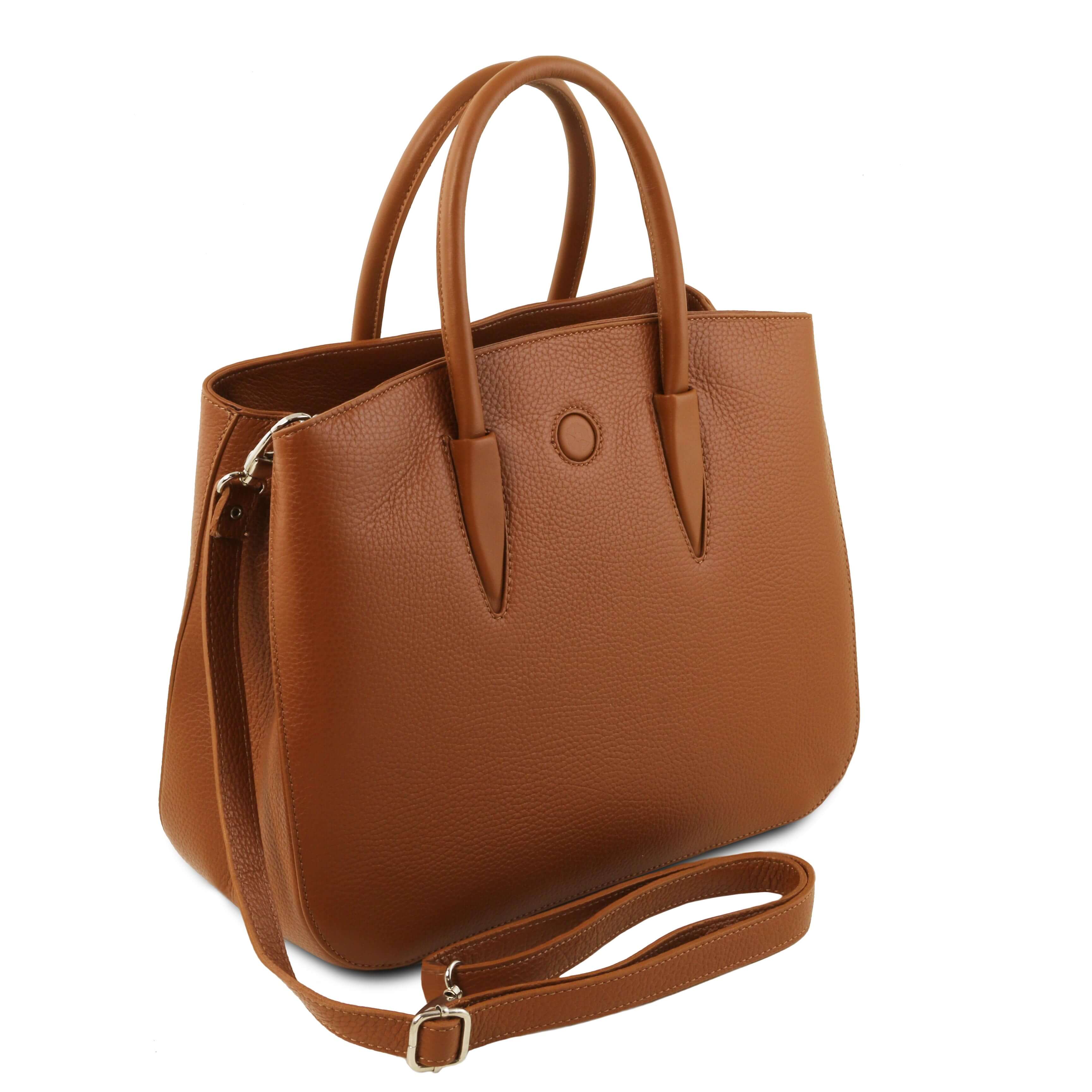 Tuscany Leather leren handtas Camelia voor dames tl141728 cognac zijkant