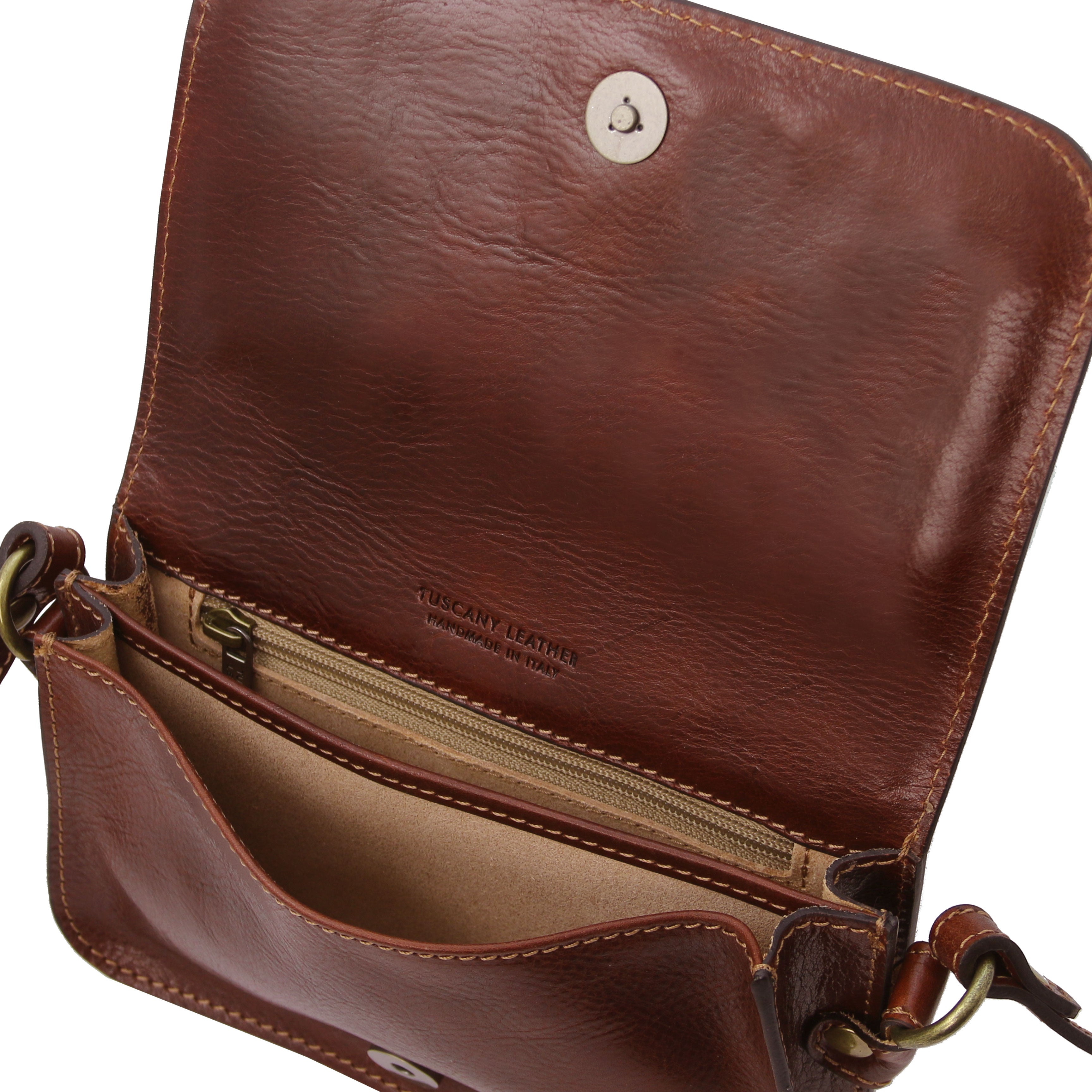 Tuscany Leather schoudertas leer Carmen TL141713 bruin binnenkant