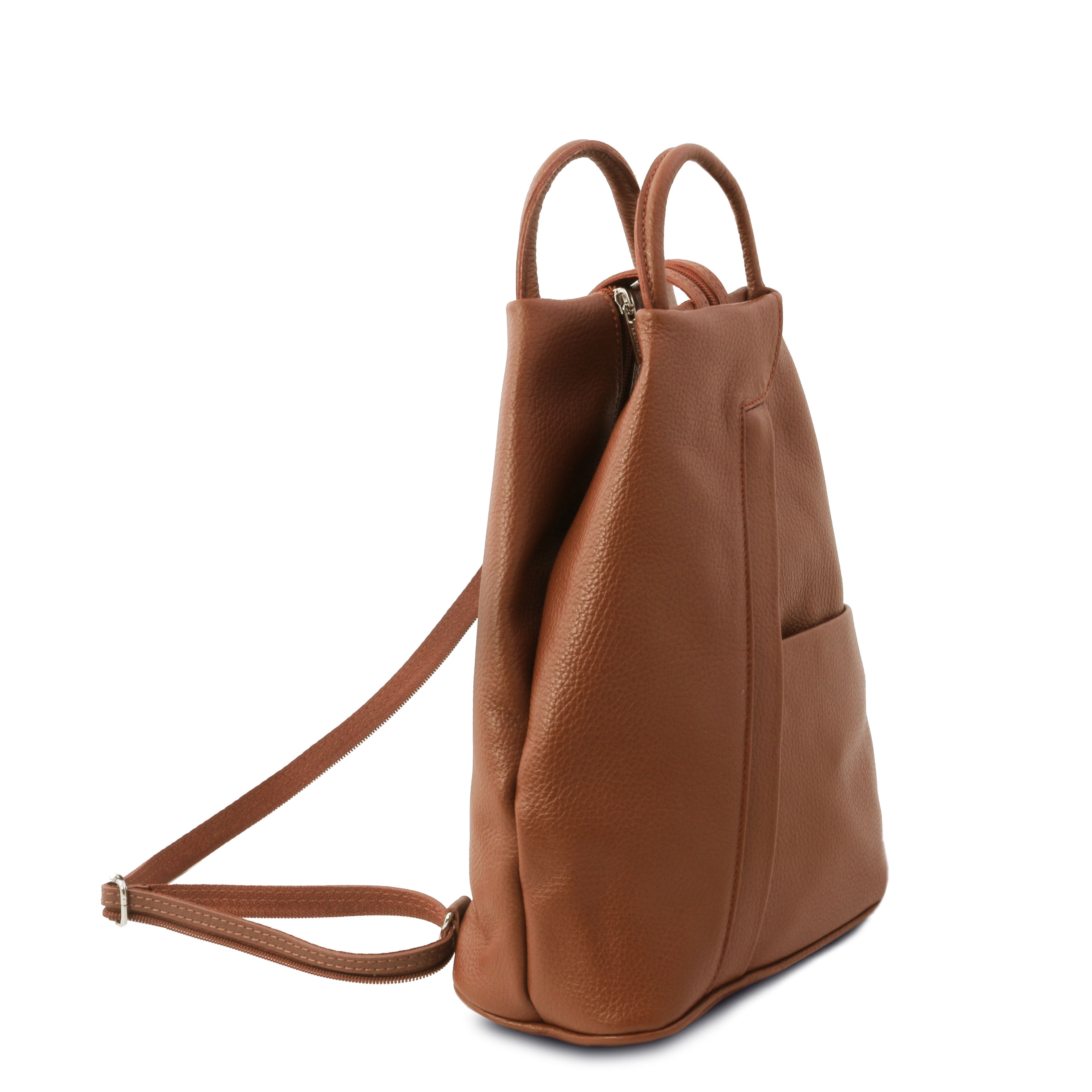Tuscany Leather rugtas Shanghai cognac zijkant