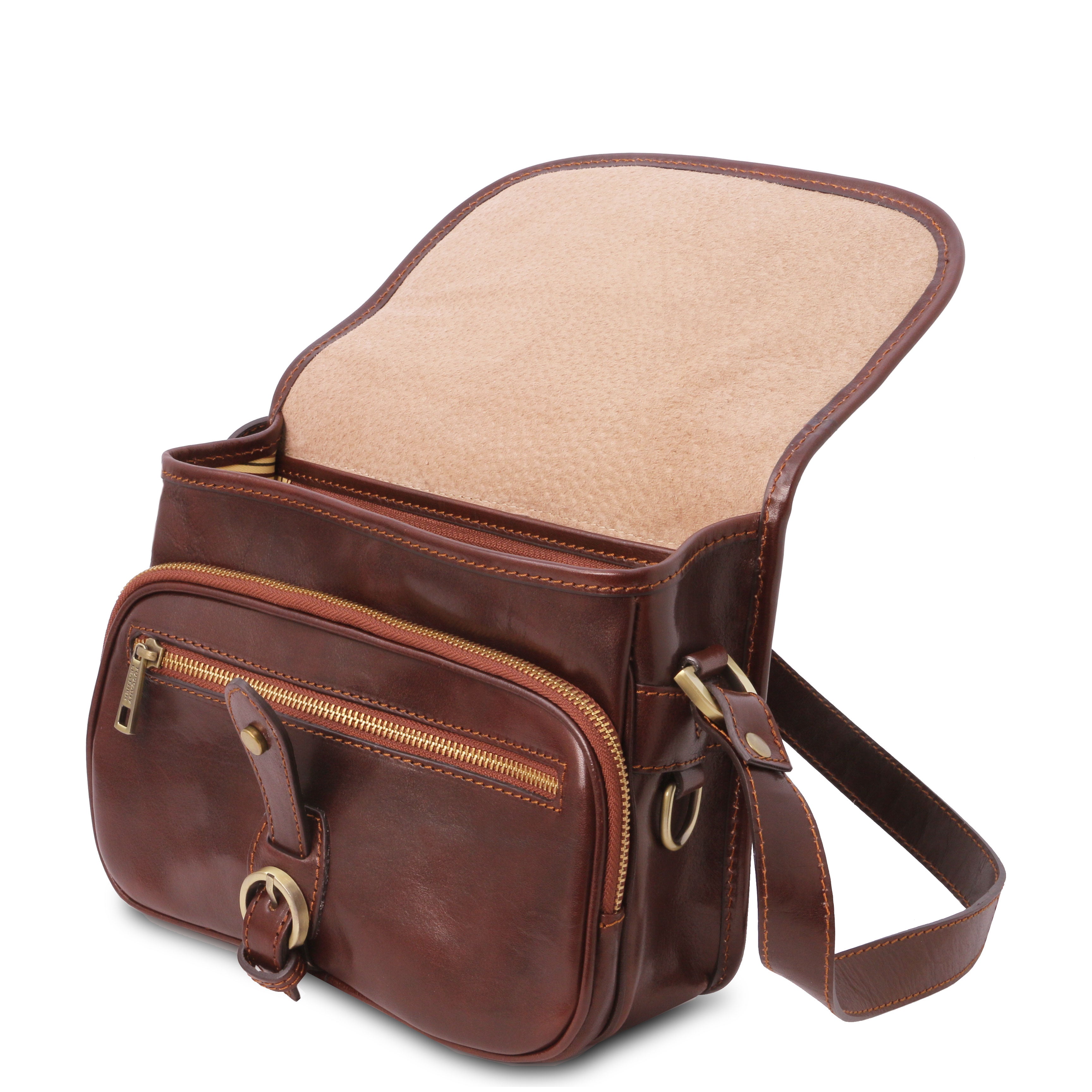 Tuscany Leather schoudertas leer Alessia bruin voorvak