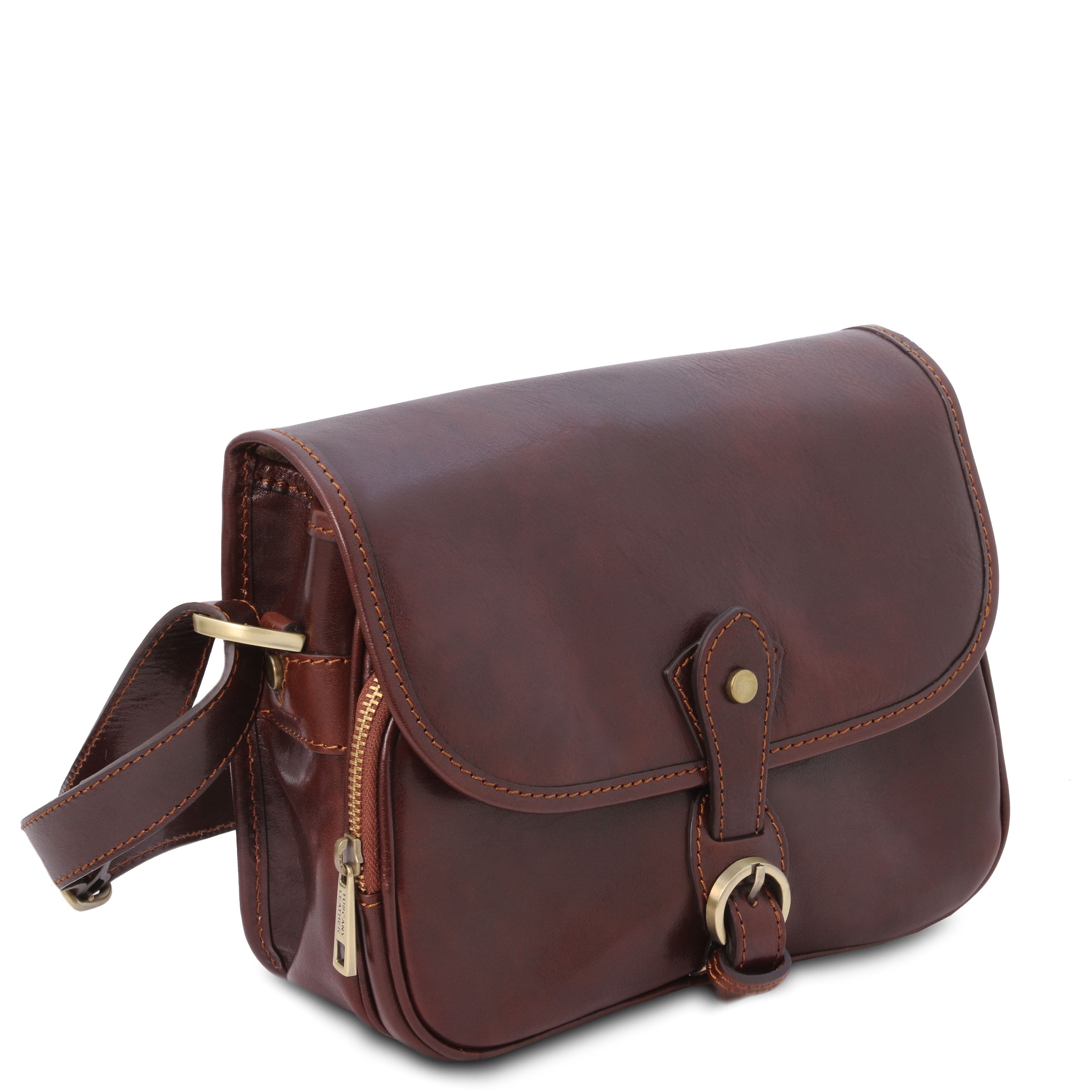 Tuscany Leather schoudertas leer Alessia bruin zijkant