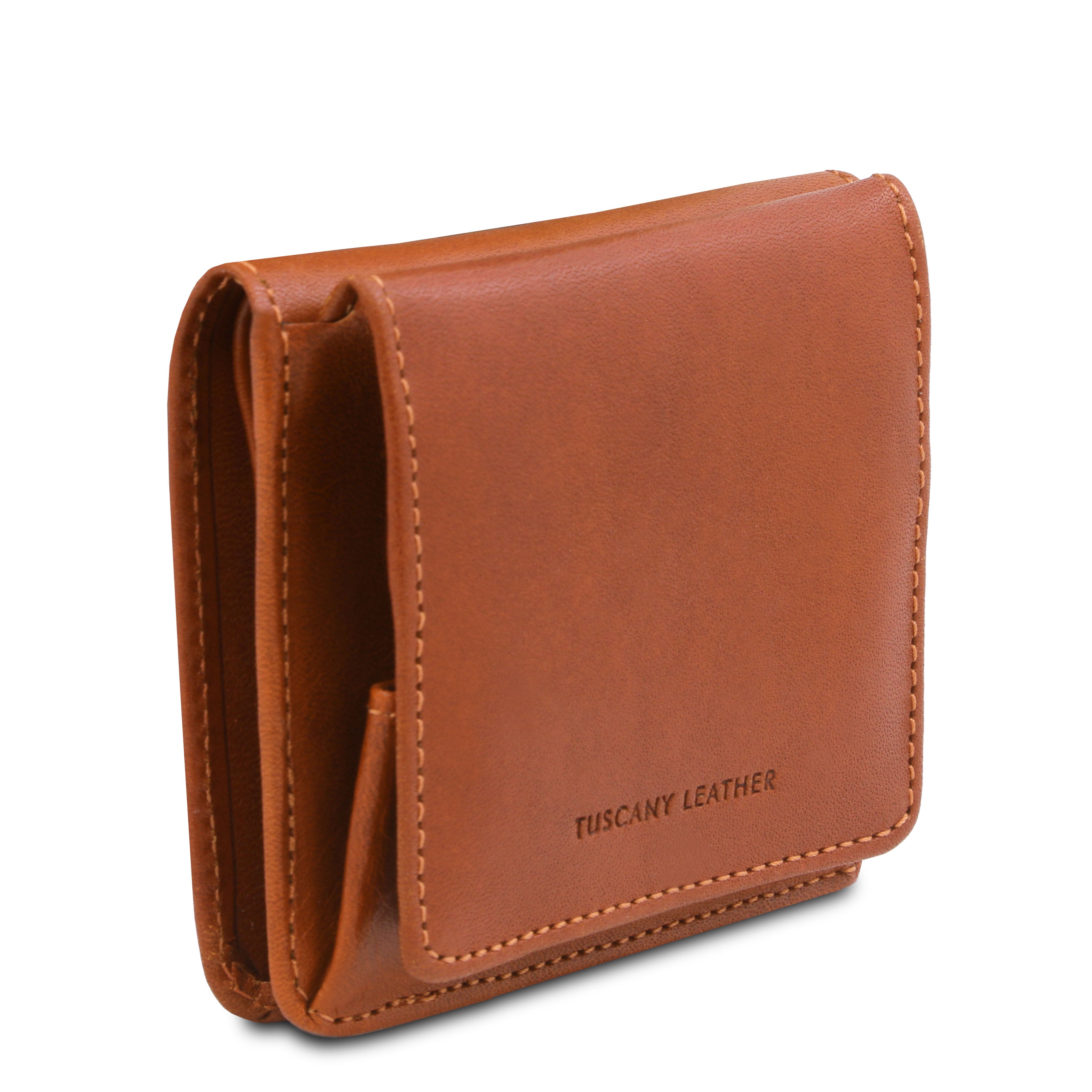Tuscany Leather portemonnee leer met muntzakje honey zijkant