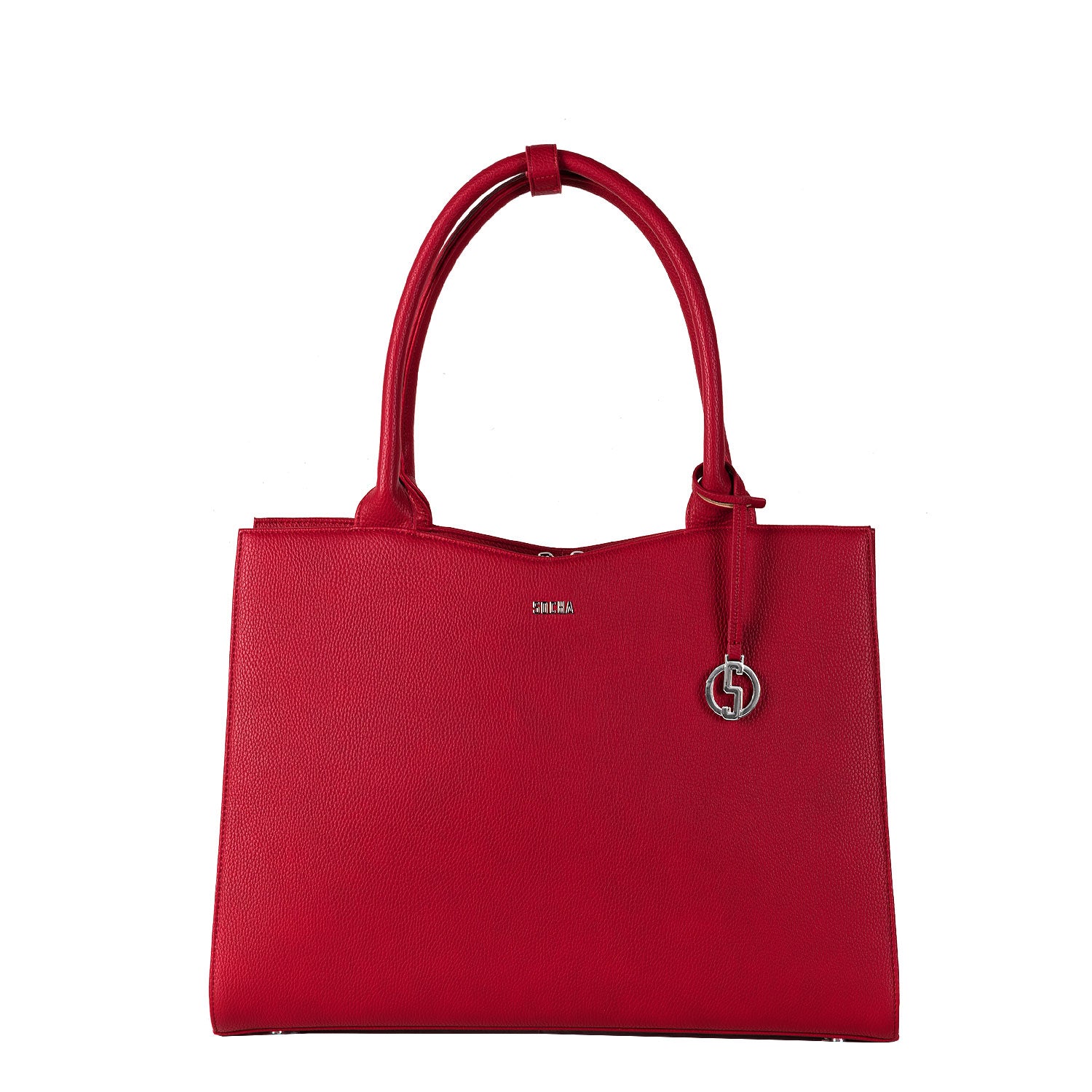 Socha cherry red midi 14 inch werktas voor dames voorkant tas