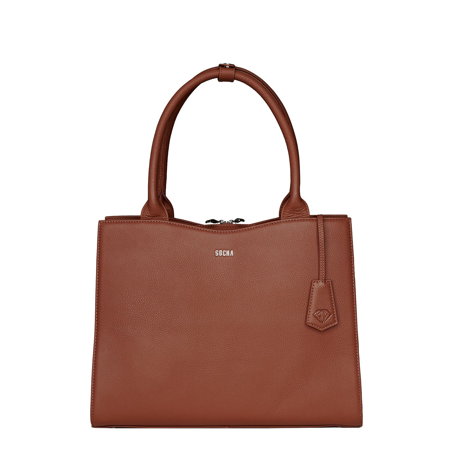 Socha diamond edition cognac 14 inch werktas voor dames voorkant tas