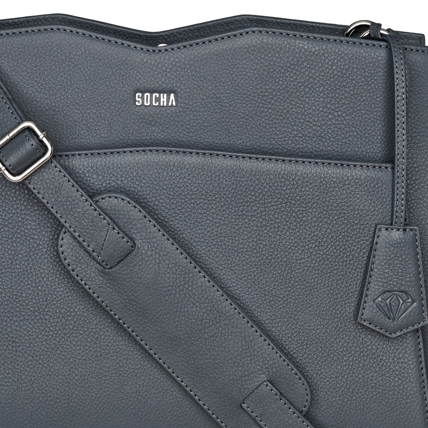 Socha diamond edition shoulder donkergrijs 14 inch werktas voor dames logo tas met schouderband