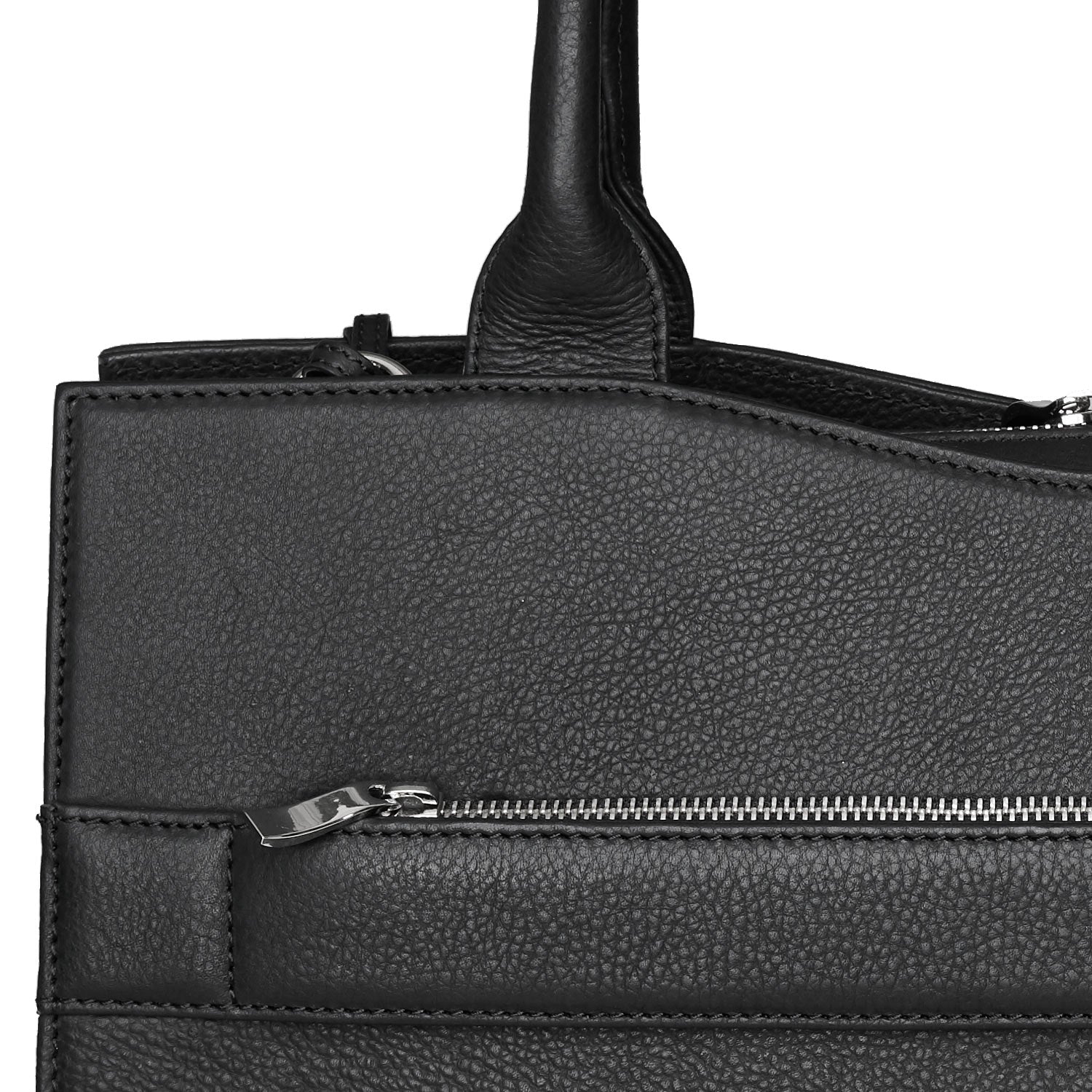 Socha straight line zwarte leren tas 15.6 inch werktas voor dames rits tas