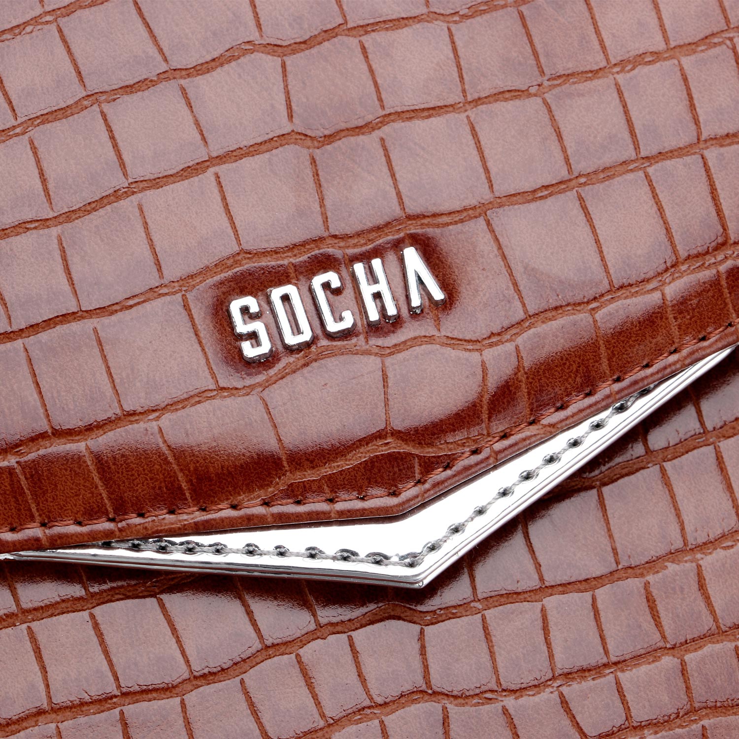 Socha silver tip croco Bruin 15.6 inch werktas voor dames logo tas