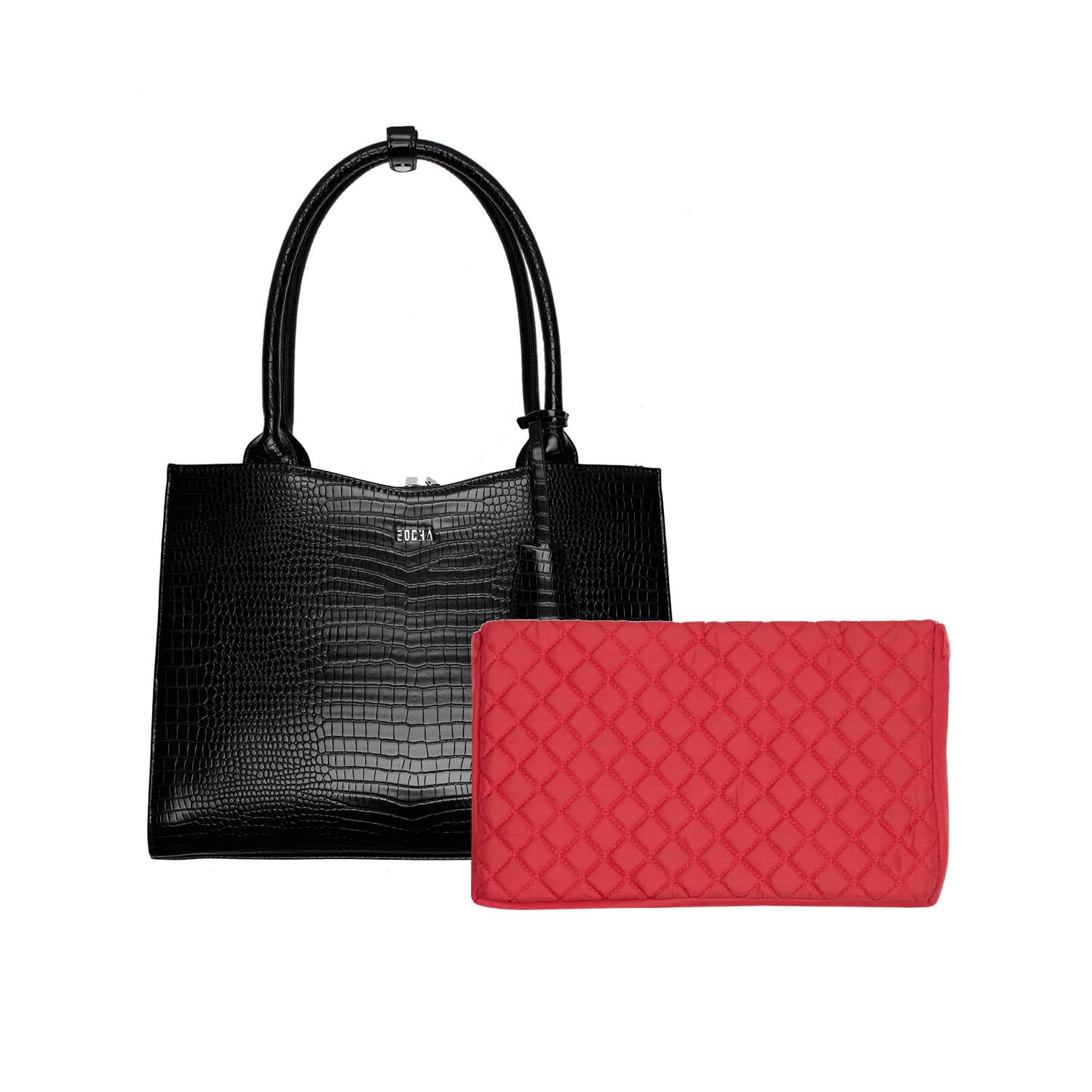 Socha laptoptas Midi Croco 14 zwart sleeve