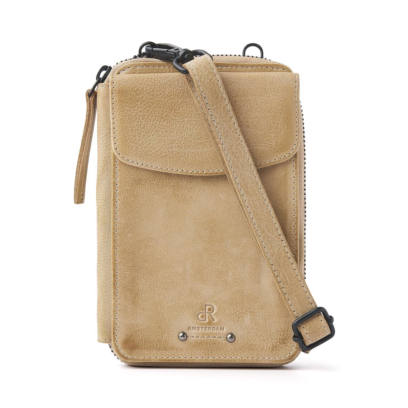 dR Amsterdam schoudertas / Portemonnee leer Tampa beige