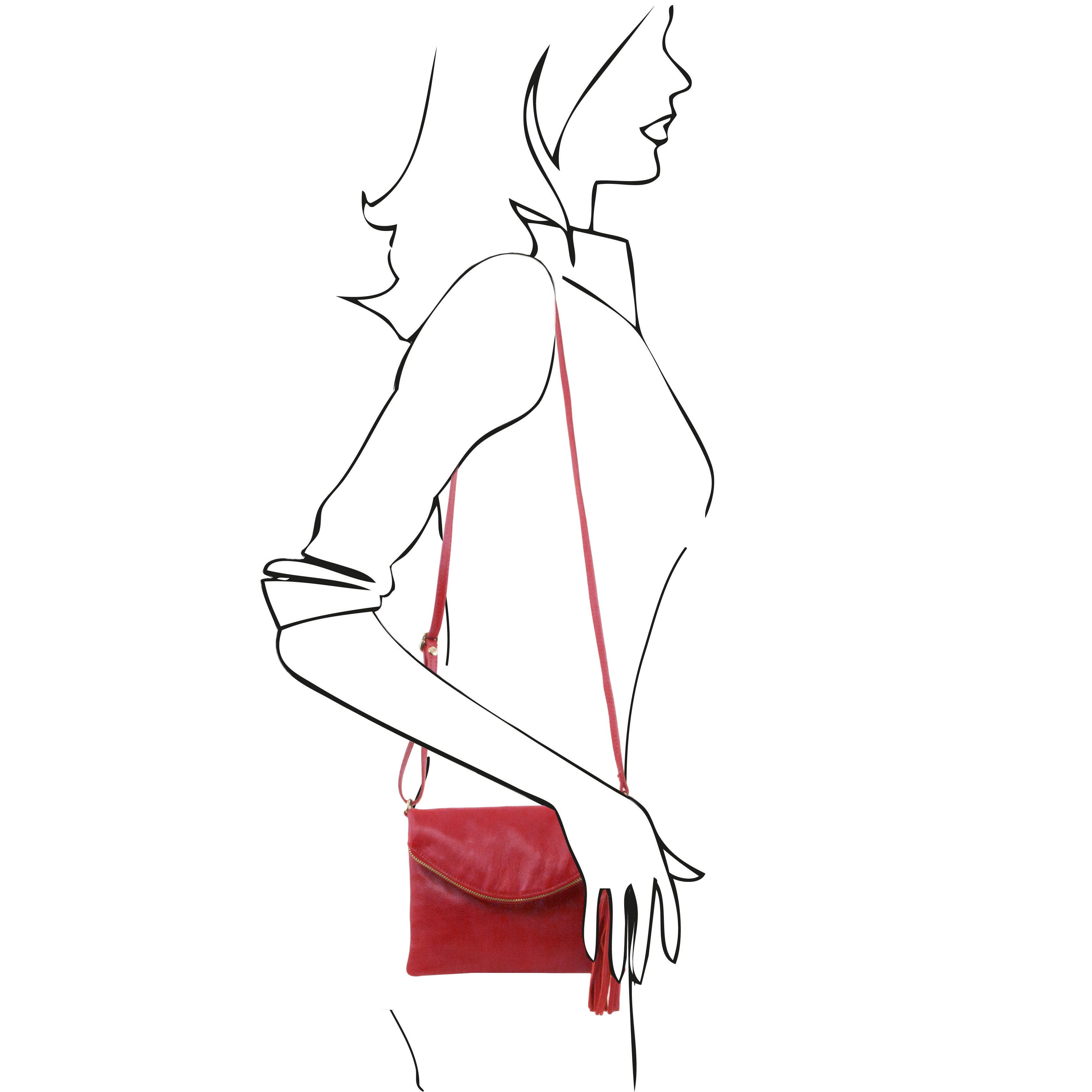 Tuscany Leather TL Young bag schoudertas met kwastje tas met paspop rood