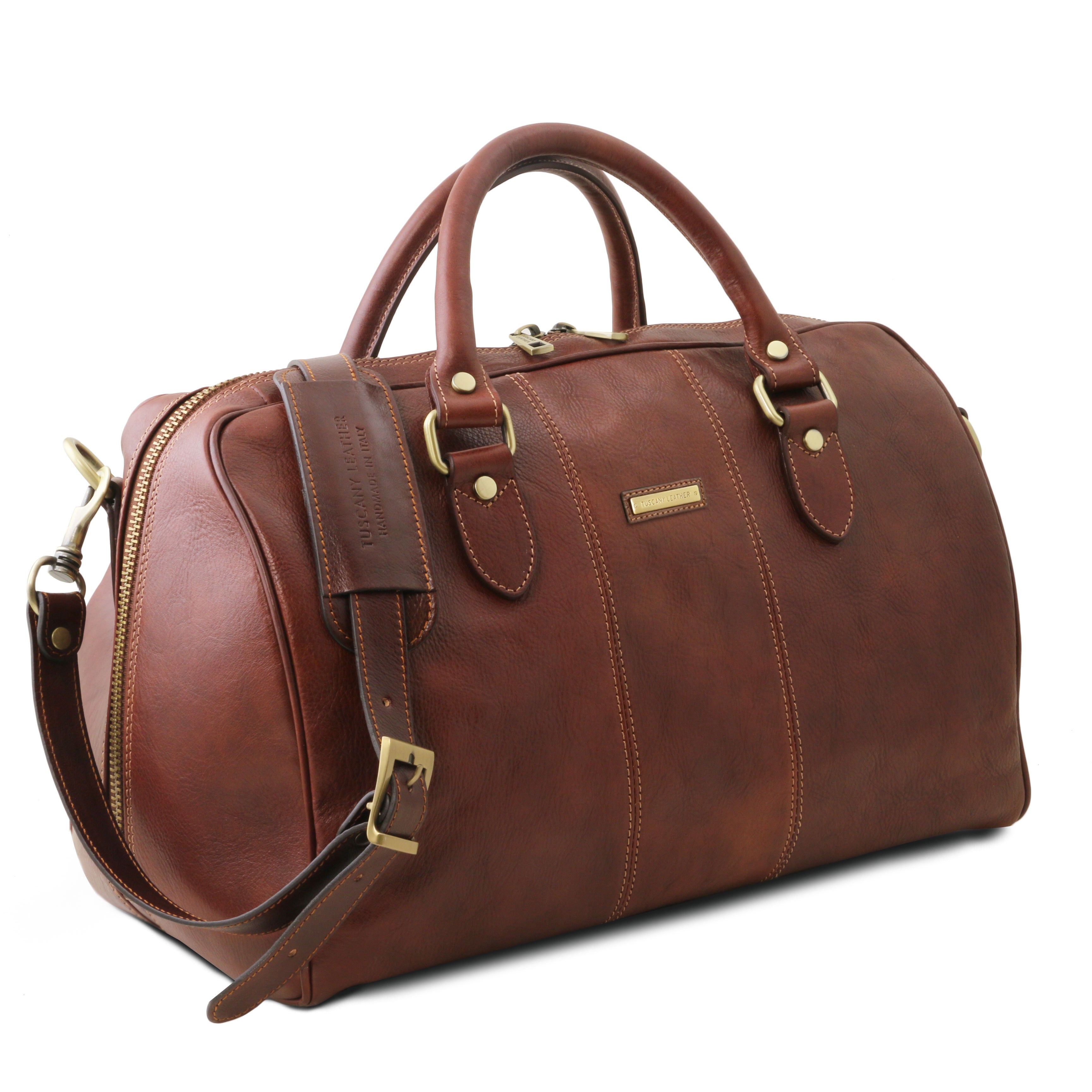 Tuscany Leather reistas Lisbona klein formaat bruin voorkant schuin